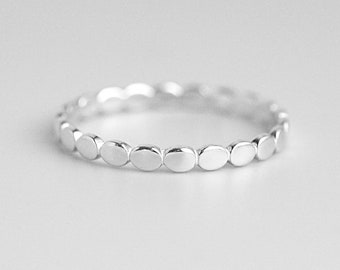 Anillo de puntos de plata esterlina para mujeres, anillo de pulgar punteado, anillo de apilamiento de cuentas de bola, anillo de cuentas simple, tamaño de anillo minimalista Dainty 5 6 7 8 9 10