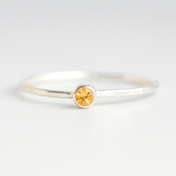 Sterling Silver Citrine Ring, November Birthstone Ring, Family Birthstone Ring, November Ring, Stackable Birthstone Rings for Mom