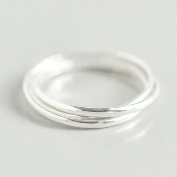 Sterling Silber Sterling Silber Ring für Frauen, ineinander verschlungene Kreise Ring Größe 5 6 7 8 9 10