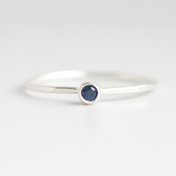 Sterling Silver Sapphire Ring, Blue Sapphire Ring, Dainty Birthstone Ring for Her, September Birthstone Ring, Stackable Birthstone Rings