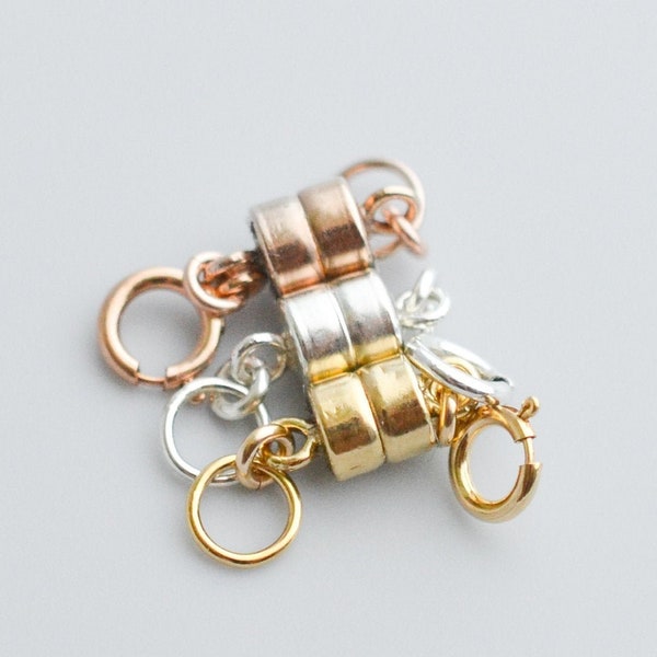 Gold, Rose Gold or Sterling Silver Magnetic Clasp Converter for Necklace or Bracelet - Strong Magnet Easy Necklace Converter Extender