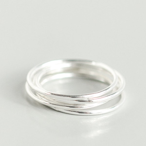 Sterling Silver Stacking Rings for Women - Ultra Thin Band Stack Ring Set - Skinny Round Stackable Rings - Dainty Size 5 6 7 8 9 10