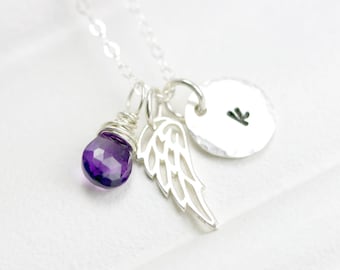 Collar de alas de ángel de plata, regalo personalizado de aborto espontáneo, joyería conmemorativa en memoria amorosa, regalo de duelo, recuerdo de pérdida, simpatía