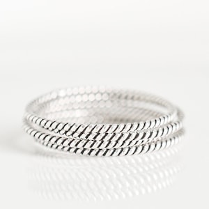 Sterling Silver Twisted Stacking Rings for Women - Ultra Thin Band ...