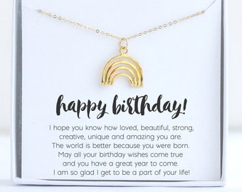 Verjaardagscadeaus voor haar beste vriend, goud gevulde regenboogketting, unieke vriendin verjaardagscadeau, 16e 21e 30e verjaardagscadeau voor vrouwen