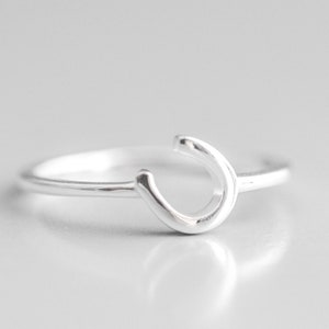 Sterling Silver Good Luck Ring - Simple Horseshoe Ring Lucky Horse Lover Gift Idea for Women Equestrian Jewelry For Her Size 5 6 7 8 9 10 11