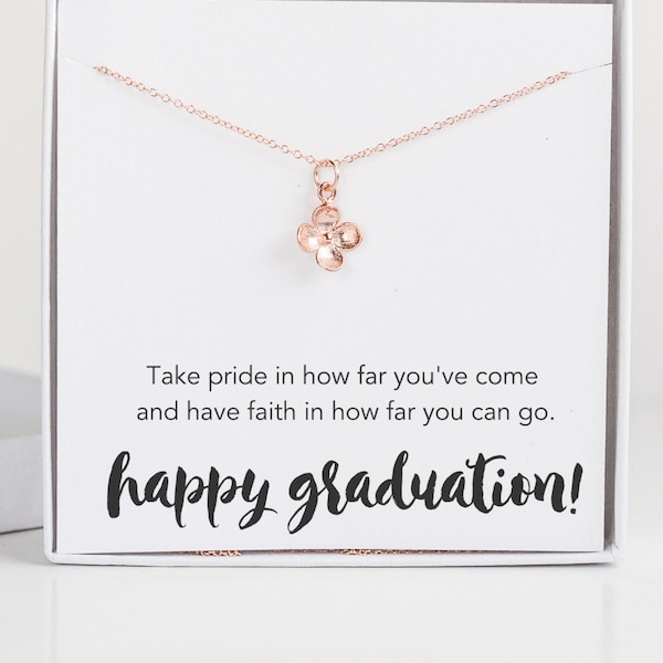 Graduation Gift for Her, Rose Gold Flower Necklace, College High School Class of 2023, Grad Masters Nurse Best Friend Daughter Law PHD