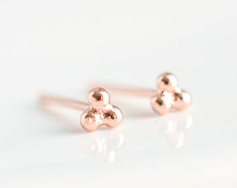 Rose Gold Earrings, Tiny Stud Earrings for Young Girls, Geometric Minimalist Earrings, Trendy Hypoallergenic Earrings, Jewelry Circle Studs