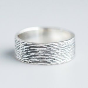 Sterling Silver Tree Bark Ring for Women, Wedding Band Thumb Ring, Rustic Ring, Nature Inspired Jewelry, Tree Ring for Her Size 5 6 7 8 9 10