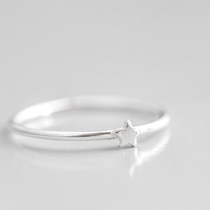 Sterling Silver Star Ring, Celestial Ring, Dainty Stackable Rings Set, Thin Silver Star Ring, Sizes 5 6 7 8 9 10