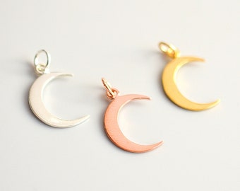 Gold, Rose Gold and Sterling Silver Moon Charm, Crescent Moon Charm for Bracelets or Necklace, Minimalist Celestial Jewelry Pendant