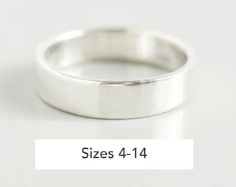 Solid Silver Band Ring for Women, Cigar Band Ring, Simple Ring, Wide Band Ring for Her, Thick Silver Ring Size 5 6 7 8 9 10, Thumb Ring