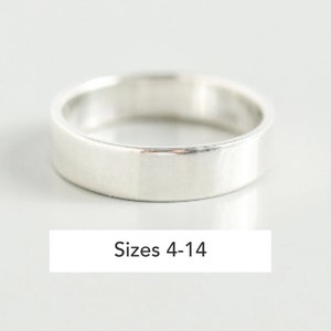 Solid Silver Band Ring for Women, Cigar Band Ring, Simple Ring, Wide Band Ring for Her, Thick Silver Ring Size 4-14, Thumb Ring