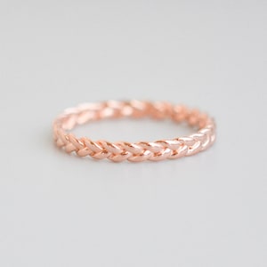 Rose Gold Braided Ring for Women, Simple Dainty Ring, Minimalist Stacking Ring, Wedding Band, Braid Stack Thumb Ring Size 5 6 7 8 9 10 11 12
