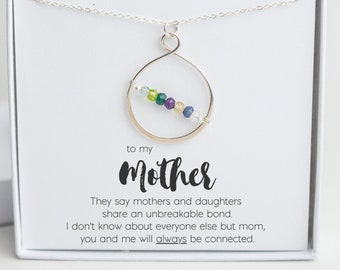 Personalized Kids Birthstone Necklace for Mom, Mothers Day or Christmas Gifts for Mom From Daughter, Mom Necklace Birthstone, Mom Gift Idea