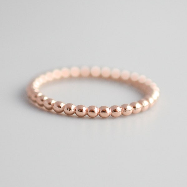 Rose Gold Beaded Ring, Dainty Ring, Minimalist Ring, Simple Ring, Rose Gold Bead Ring, Dot Rings for Women, Stacking Ring Size 5 6 7 8 9 10