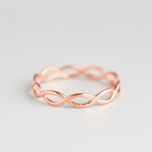 Rose Gold Twist Ring, Minimalist Ring, Dainty Ring, Braided Ring, Delicate Ring, Infinity Ring, Simple Ring, Twisted Ring, Thin Ring