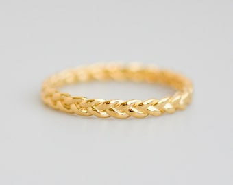 Gold Filled Braided Ring for Women, Simple Dainty Ring, Minimalist Stacking Ring, Thick Wedding Band, Braid Thumb Ring Size 5 6 7 8 9 10