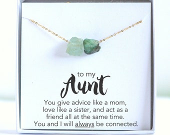 Gepersonaliseerde tante cadeau van nichtje, rauwe birthstone ketting voor 2, aangepaste gift voor tante, familie birthstone sieraden, leuke tante geschenken