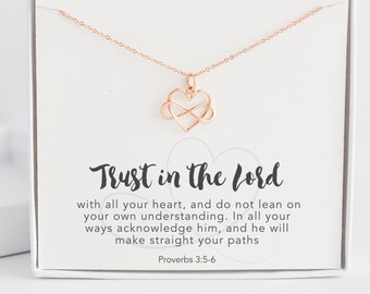 Trust in the Lord Bible Verse Necklace, Scripture Jewelry Proverbs 3:5, Christian Gifts for Women, Modern Sterling Silver Faith Necklace
