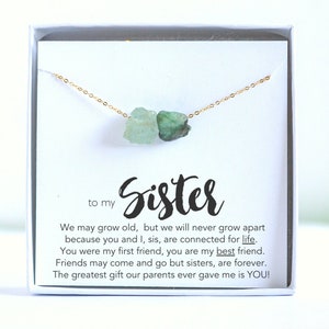 Sister Necklace for 2, Raw Birthstone Necklace, Custom Gift for Sister, Twin Sister Gift, Sister Birthday Gift Personalized, Family Jewelry