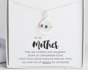 Personalized Birthstone Necklace for Mom, Family Birthstone Necklace, Mom Christmas Gift from Daughter, Custom Mothers Day Gift from Kids