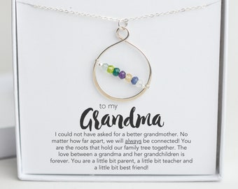 Birthstone Necklace for Grandma Gift from Grandkids, Mimi Necklace, Grandma Birthday Gift, Grandma Birthstone Jewelry, Grandmother Gift