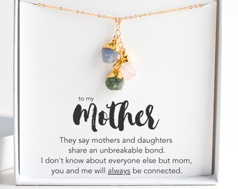 Birthstone Necklace for Mom, Gold Filled Mom Necklace from Daughter, Mothers Necklace, Personalized Birthday Gift, Gemstone Cluster Necklace