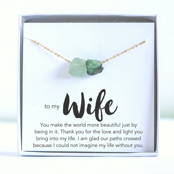 Anniversary Gift for Wife, Raw Birthstone Necklace for Women, Personalized Wife Gift from Husband, To My Wife Necklace, Her Gemstone Jewelry