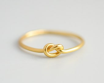 Gold Filled Tiny Knot Ring for Women, Dainty Minimalist Stackable Ring, Thin Band Thumb Rings, Casual Everyday Love Knot, Size 5 6 7 8 9 10