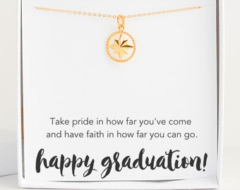 High School Graduation Gift for Her, Gold Filled Compass Necklace Class of 2023, College Masters Degree Nurse Best Friend Daughter