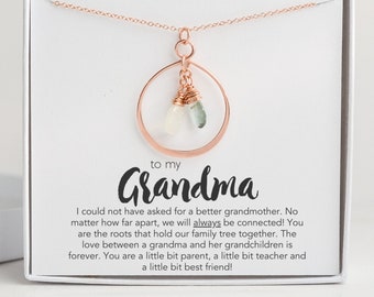 Gepersonaliseerde oma ketting birthstone, aangepaste oma cadeau van kleinkind, oma kerstcadeau idee, oma sieraden cadeau, Nana gift