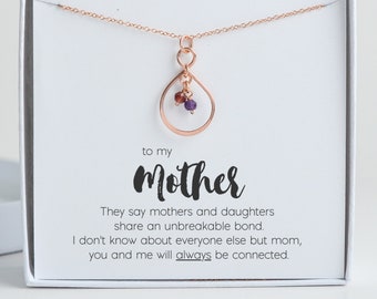 Personalized Kids Birthstone Necklace for Mom, Mothers Day or Christmas Gifts for Mom From Daughter, Mom Necklace Birthstone, Mom Gift Idea