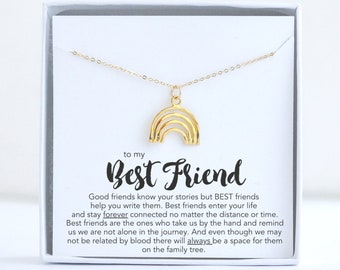 Beste vriend cadeau, goud gevulde regenboog ketting, verjaardagscadeaus voor haar beste vriend, lange afstand vriendschap ketting voor 2, waardering
