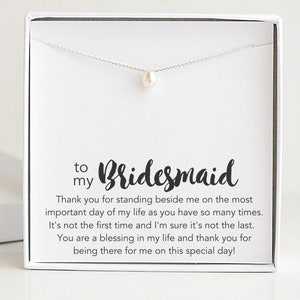 Brautjungfer Halskette, Süßwasser Perle Halskette, Brautjungfer Geschenk, Brautjungfer Danke, Echter Perlenschmuck