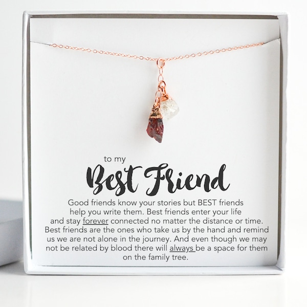 Best Friend Birthstone Necklace, Personalized Birthday Gift for Friend, Long Distance Friendship Jewelry for 2 3, Gemstone Cluster Necklace