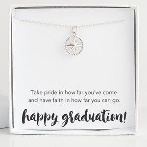 High School Graduation Gift for Her, Sterling Silver Compass Necklace Class of 2024, College Masters Degree Nurse Best Friend Daughter Niece