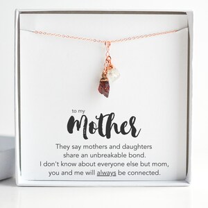 Birthstone Necklace for Mom, Rose Gold Mom Necklace from Daughter, Mothers Necklace, Personalized Birthday Gift, Gemstone Cluster Necklace