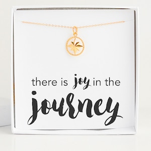 Collier boussole en or pour femme, bijoux inspirants, cadeau significatif pour une fille, meilleure amie, soeur, carte-cadeau Joy in the Journey