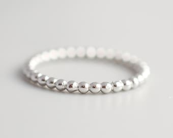 Sterling Silver Ball Bead Ring, Silver Bubble Ring, Beaded Rings for Women, Minimalist Dot Ring, Dainty Ring, Simple Ring Size 5 6 7 8 9 10