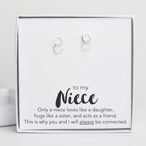 Niece Gift from Aunt, Sterling Silver Stud Earrings for Best Niece, Birthday and Christmas Gifts for Niece, Family Gift Idea, Family Jewelry