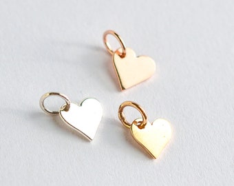Dije de corazón pequeño de plata de ley - Delicado mini corazón de oro rosa - Dije adicional - Pequeño corazón de bronce - Colgante de corazón bañado en oro inspirado en el amor