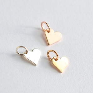 Small Sterling Silver Heart Charm - Dainty Rose Gold Mini Heart Add On Charm - Tiny Bronze Heart - Love Inspired Goldfilled Heart Pendant