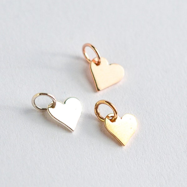 Small Sterling Silver Heart Charm - Dainty Rose Gold Mini Heart Add On Charm - Tiny Bronze Heart - Love Inspired Goldfilled Heart Pendant