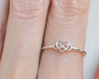 Sterling Silver Infinity Heart Ring, Thin Band Delicate Eternity Ring, Dainty Forever Heart Linked Promise Ring, Everyday Ring