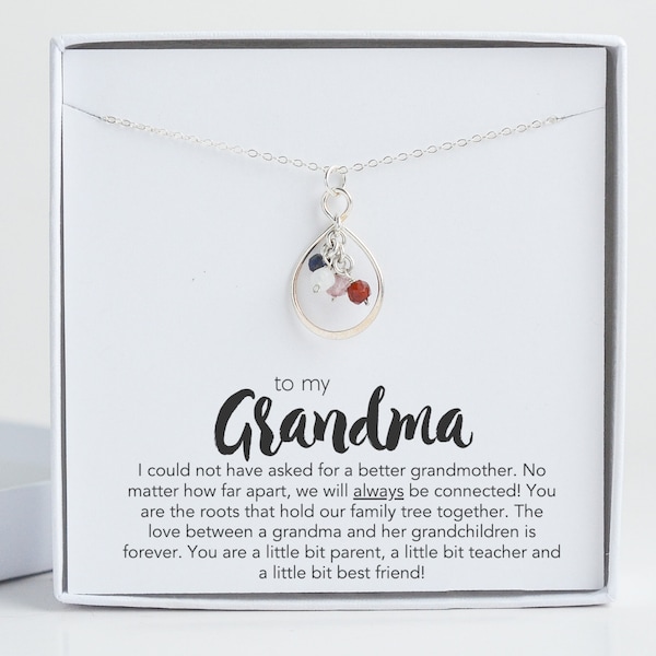 Birthstone Necklace for Grandma Gift from Grandkids, Mimi Necklace, Grandma Birthday Gift, Grandma Birthstone Jewelry, Grandmother Gift
