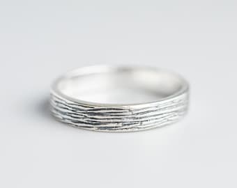 Sterling Silver Tree Bark Ring for Women, Tree Wedding Band Thumb Ring, Rustic Ring, Nature Ring, Tree Ring for Her, Size 5 6 7 8 9 10