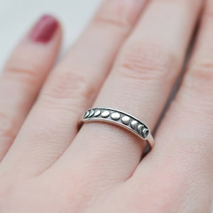 Sterling Silver Moon Phase Ring, Celestial Ring, Silver Stackable Rings for Women, Dainty Moon Ring, Minimalist Jewelry, Size 5 6 7 8 9 10