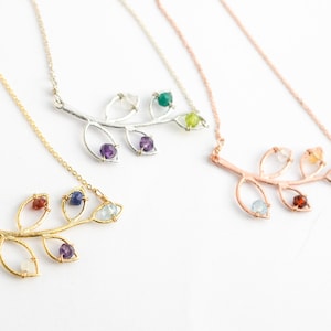 Gold / Sterling Silber Mütter Halskette mit Birthstones - Personalisierter Mom Schmuck - Muttertagsgeschenk für Oma Halskette - Großmutter Geschenk