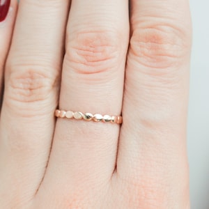 Rose Gold Dot Ring for Women, Dotted Thumb Ring, Ball Bead Stacking Ring, Simple Band, Beaded Ring, Minimalist Dainty Ring Size 5 6 7 8 9 10